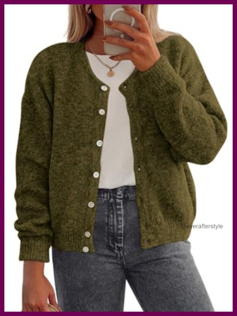 Women's Long Sleeve Button Down Knit Cardigan Sweater - Open Front Crewneck